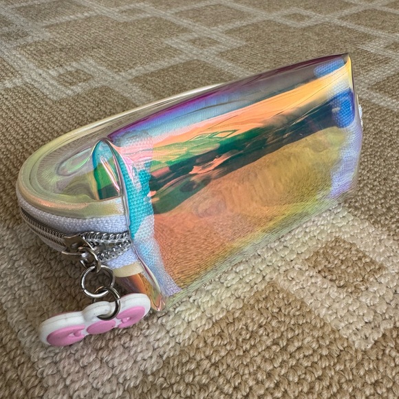 Hello Kitty Iridescent Cosmetic Bag Set Holographic Pouch Duo Travel Gift Sanrio - Picture 6 of 10